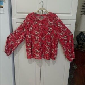 Chico's Red Floral Blouse